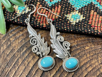 Native American Silver Earrings -Feathers