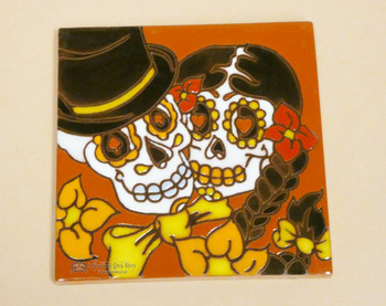 Mexican Day of the Dead Tile -Couple