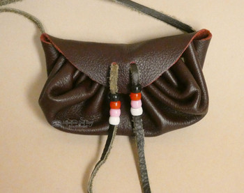 Navajo Deerskin Medicine Pouch -Maroon