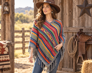Southwestern Knitted Alpaca Poncho