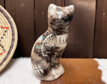 Navajo Horsehair Pottery Sitting Cat