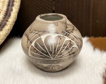 Navajo Horsehair Miniature Pottery Vase