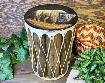 Hand Painted Tarahumara Drum -Buffalo