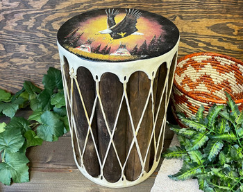 Hand Painted Tarahumara Drum -Eagle Village