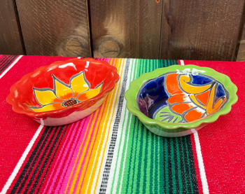 Mexican Talavera Footed Painted Salsa Bowl (33tal34)