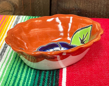 Mexican Talavera Oval Scalloped Bowl