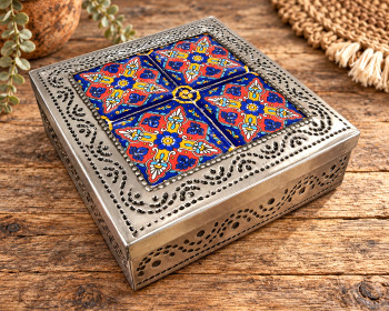 Mexican Tin & Tile Jewelry Box