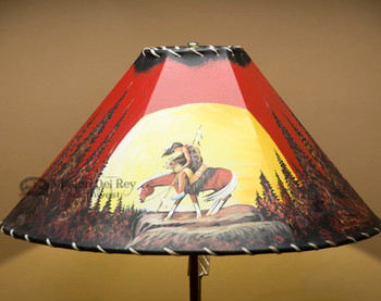 Painted Leather Lampshade -Moon Lit End of Trail