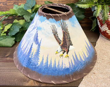 Hand Painted Leather Lampshade -Soaring Eagle