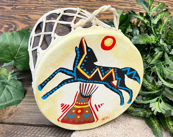 Tarahumara Painted Drum -Wolf