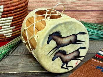 Tarahumara Painted Drum -Running Horses
