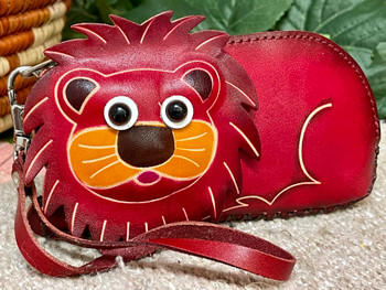 Tooled Leather Coin Purse -Orange Lion