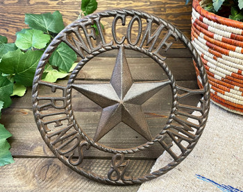 Cast Iron Star Plaque "Welcome Friends & Family"