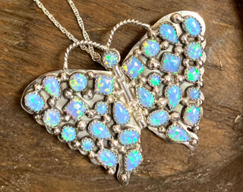 Navajo Blue Opal Butterfly Necklace