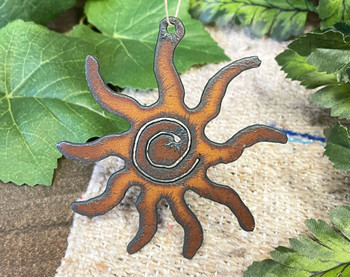Rustic Metal Art Ornament -Sun