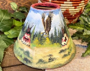 Painted Leather Lampshade -Village Eagle
