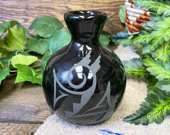 Navajo Pottery Vase -Black on Black