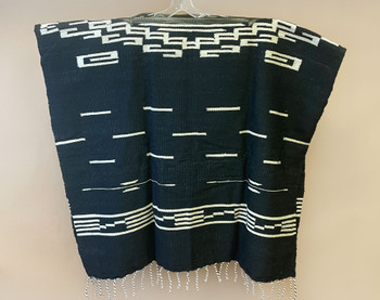 Woven Western Poncho -Black