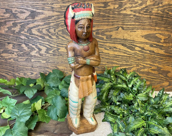Hand Carved Wood Buffalo Chief Statue