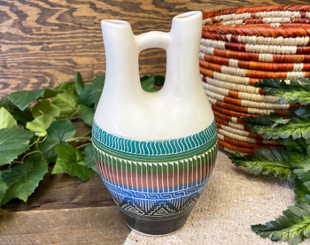 Navajo Etched Color Band Wedding Vase