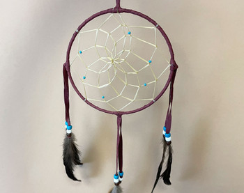 Handwoven Native American Dreamcatcher -Burgundy 