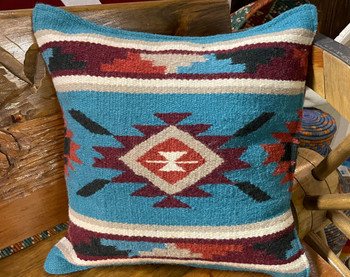 Southwestern Wool Pillow Cover -Navajo Turquoise