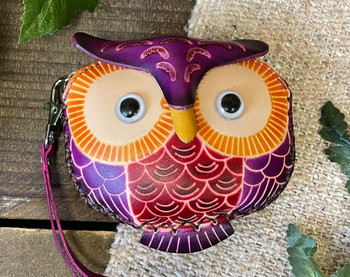 Western Hand Tooled Leather Coin Purse -Owl