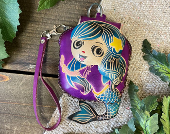 Tooled Leather Coin Purse -Mermaid Purple