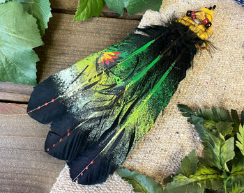 Hand Painted Smudging Fan -Hummingbird