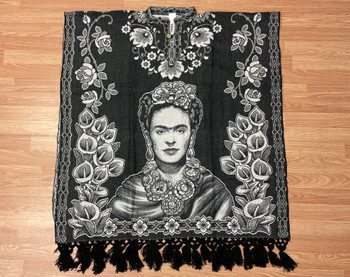 Mexican Frida Kahlo Poncho -Grey