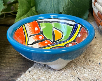 Mexican Talavera Footed Painted Salsa Bowl (33tal34)