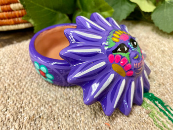 Hand Painted Mexican Pottery Jewelry Box w/ lid
