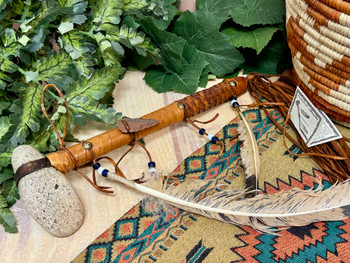 Navajo Stone & Deerskin Leather Tomahawk