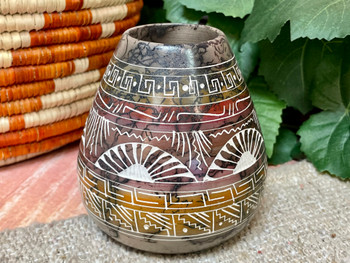 Hand Etched Navajo Horse Hair Vase