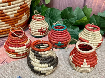 Handwoven Mini Cobra Basket Christmas Ornament Set