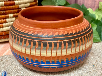 Native American Navajo Hand Etched Pottery Bowl