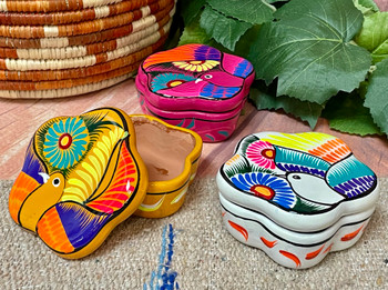 Hand Painted Mexican Pottery Jewelry Box