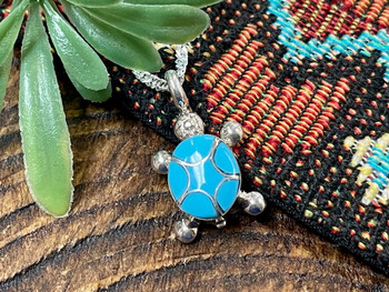 Zuni Indian Inlay Pendant -Turtle