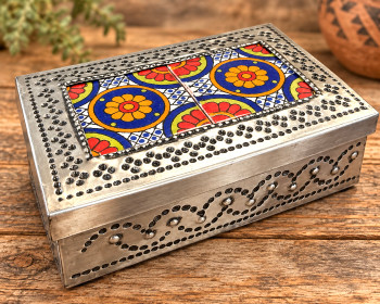 Mexican Tin & Talavera Jewelry Box