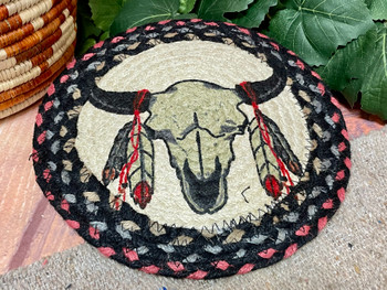 Southwestern Jute Trivet -Steer Skull