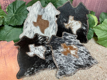 Assorted Genuine Hair-On Cowhide Coaster Sets (177bc25)