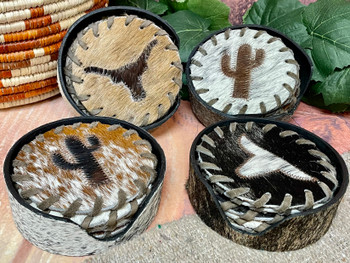 Cowhide Coasters Set of 4