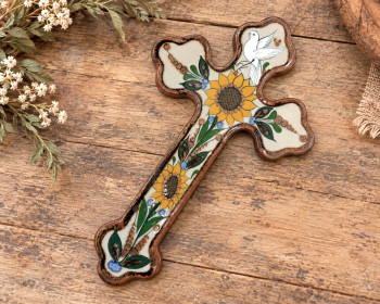 Mexican Hand Painted Southwestern Ceramic Cross