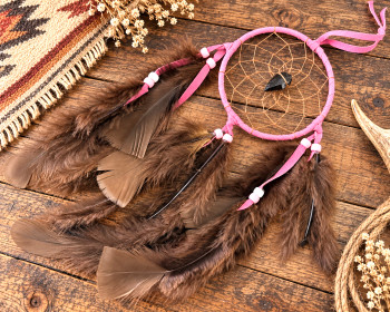 Navajo Deer Skin Dreamcatcher 4"