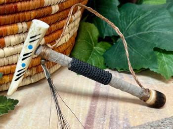 Navajo Beaded Antler Pipe 6"