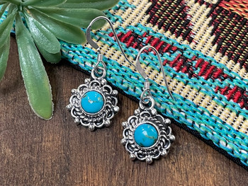 Navajo Indian Turquoise and Silver Earrings