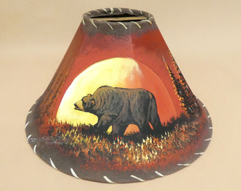 16" Painted Leather Lamp Shade -Moonlit Bear