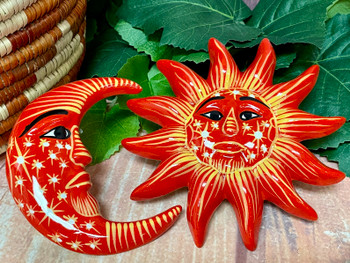 Mexican Clay Sun and Moon 2 Piece Set