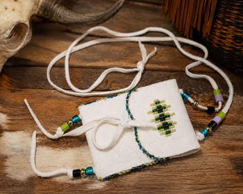 Navajo Beaded Deerskin Medicine Pouch Necklace