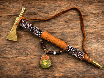 Creek Indian Brass Tomahawk Pipe